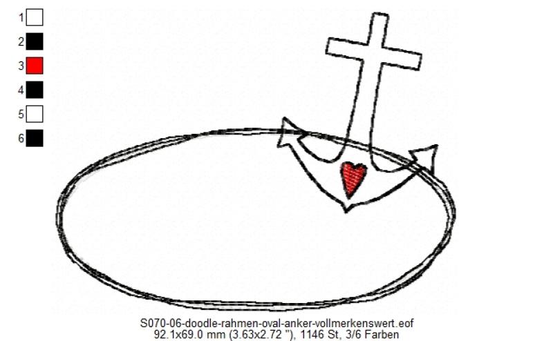 Stickdatei Doodle-Rahmen Anker -blanko- für 10x10cm Stickrahmen - Applikation - Aufnäher S070-06